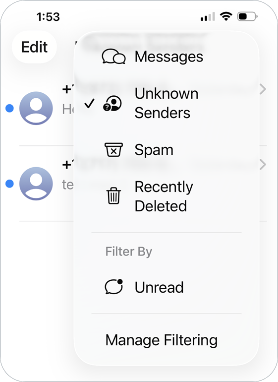 Manage Unknown Senders